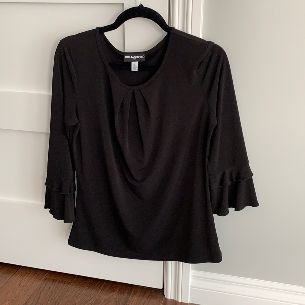 Black Karl Lagerfeld shirt 3/4 bell sleeve
